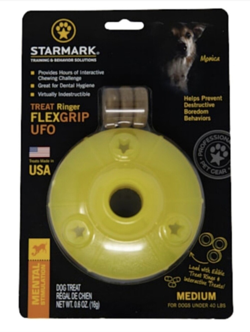 Starmark Treat Ringer FlexGrip UFO Dog Toys, Medium